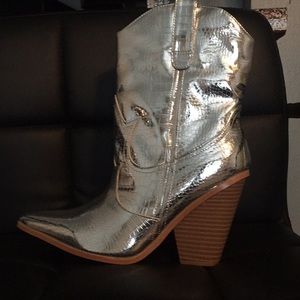 Silver cowboy boots mock YSL (make offer)worn once